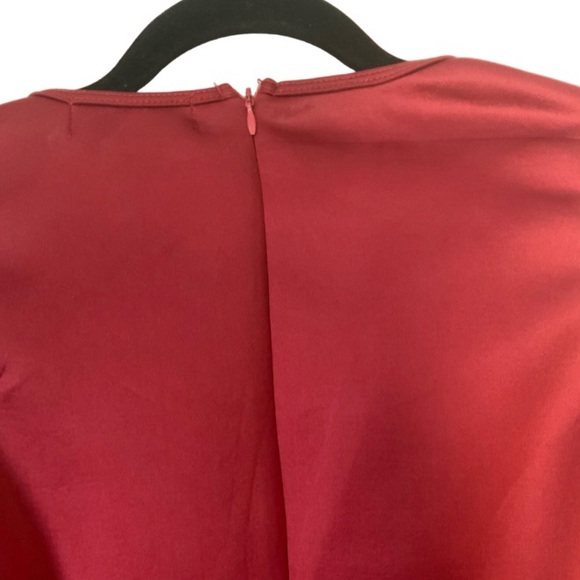 Burgundy Ruffle One Shoulder Bodycon Party Club Cocktail Evening Dress - Picture 5 of 5